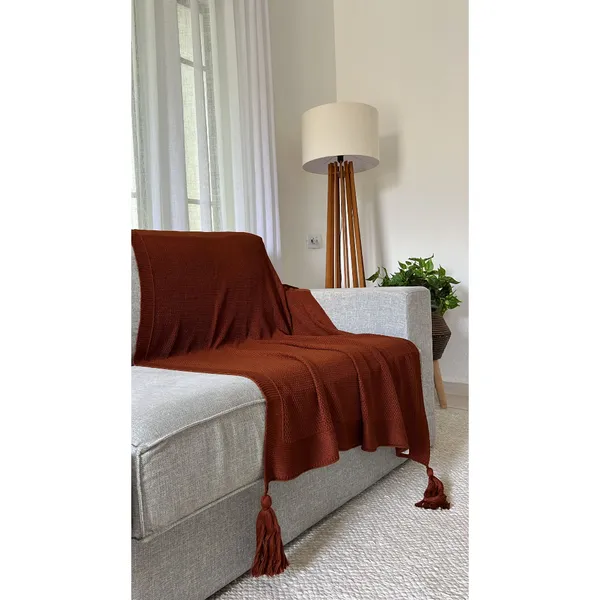 Peseira Manta Decorativa Pompom Sofá Sala Cama Luxo Tricot 150x90cm