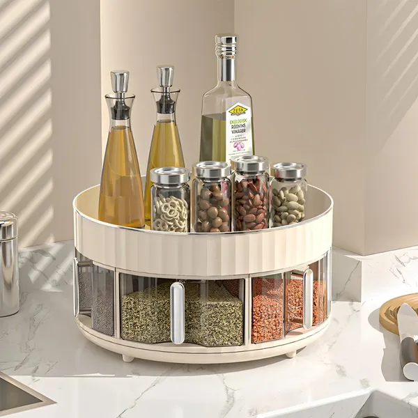 Organizador Giratorio 360 Bandeja Temperos Cozinha Maquiagem Geladeira Cosmeticos Armario Prateleira Banheiro