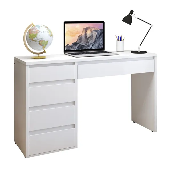 Escrivaninha 100% Berlim 5 Gavetas 136cm Yescasa Branca Branco