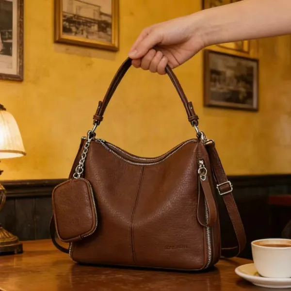 Bolsa Mochila Grande De Ombro e Transversal Feminina De Couro PU B303 VT
