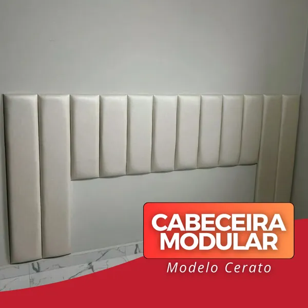 Cabeceira Cerato Modular Estofada 60x20 e 120x20 Painel Decorativo Cama