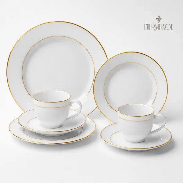 aparelho de jantar 42 peças Jogo de Jantar Porcelana Pratos de Porcelana para Jantar Majesty Gold