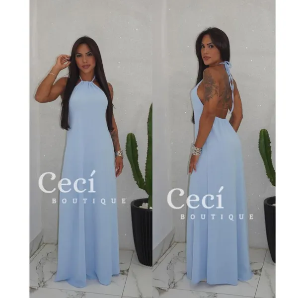 Vestido Longo Alcinha Frente Unica Costas Nuas