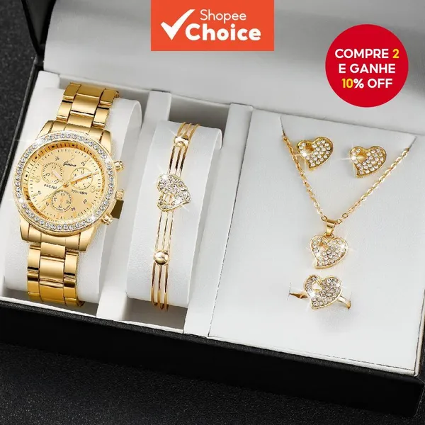 Luxo Strass Relógio Pulseira Combinação Conjunto De Quartzo Aço Inoxidável Para Noiva Damas De Honra Presente Aniversári