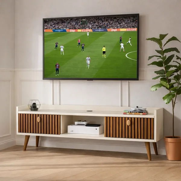 Rack para TV Bancada com pés 1.20 Life ou 1.10 ate 50polegadas - 2 Portas Moderno Parede TV Até 50Pol Quarto Sala