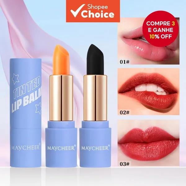 ZSEEY Bálsamo Labial Colorido Com Mudança De Temperatura , Hidratante Para Os Lábios Anti-Peeling 3,5g
