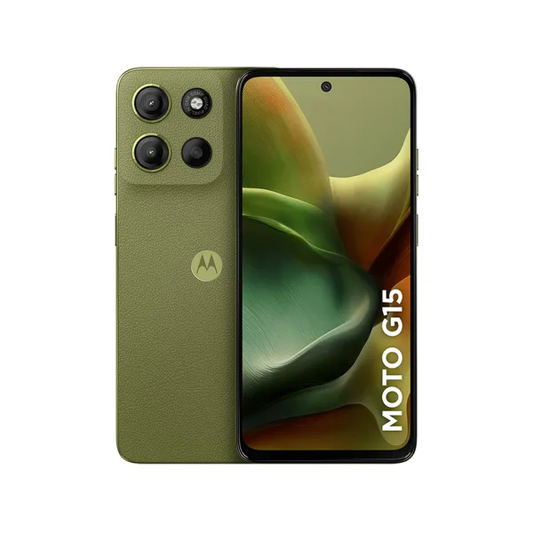 Smartphone Motorola Moto G15 256GB, 4G LTE, 12GB RAM Boost*, Camera 50MP, Tela FHD+ 6.7" - Verde Vegan Leather