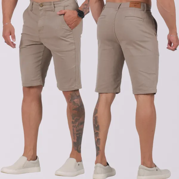 Bermuda Masculina Brim Sarja Sport Fino, Bolso Embutido