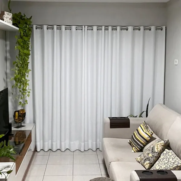 Cortina Voil Gaze De Linho 5,00 x 2,40/2,50/2,60/2,70/2,80 C/forro Blackout Grosso Original