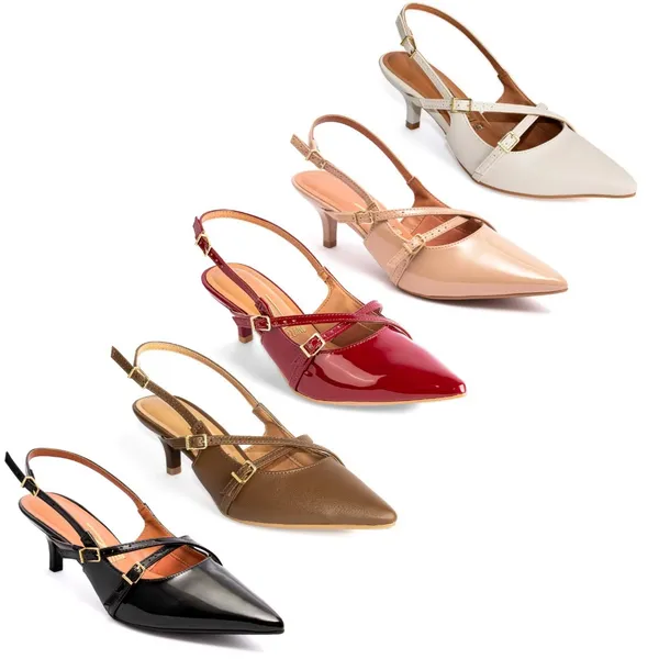 Scarpin Vizzano Slingback Feminino Salto Baixo Fivelas 1122.885