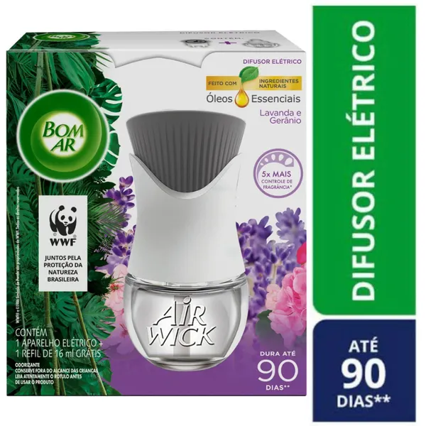 Bom Ar Difusor Elétrico Aparelho + Refil - Fragrância à Sua Escolha