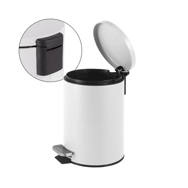Lixeira Inox 5L Redonda Branca com Pedal Powermaid