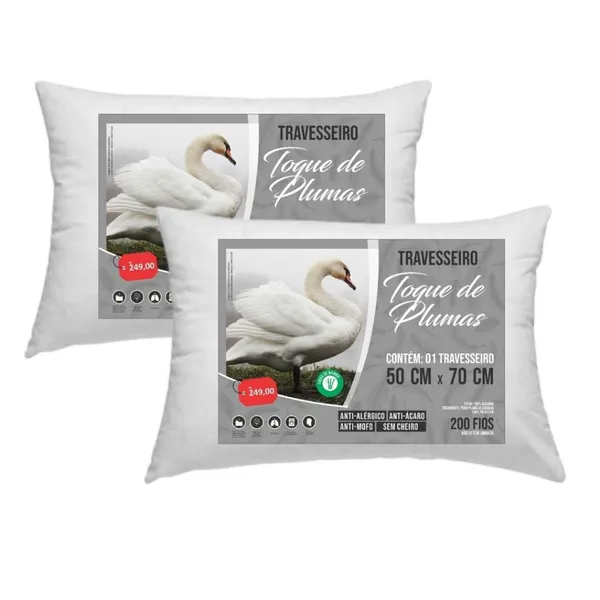 Travesseiro Pluma De Ganso Sintético Anti alergico Alto Macio Original Fabricante