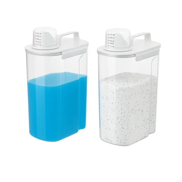 Dispenser com Medidor 2 Tamanhos Cor Cristal - Linha New Retrô Coza - Porta Sabão e Amaciante