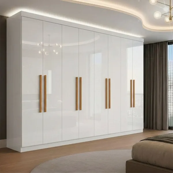 Guarda Roupa Casal 8 Portas 4 Gavetas Paris Espresso Móveis Branco