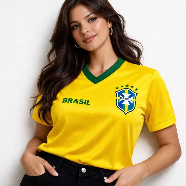 Camisa  Brasil Feminina Baby Look TORCIDA  2026
