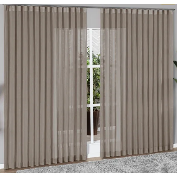 Cortina Gaze de Linho 8,00 m x 2,80 m Trilho Suiço Para Sala e Escritorio e Quarto ou Decoraçao