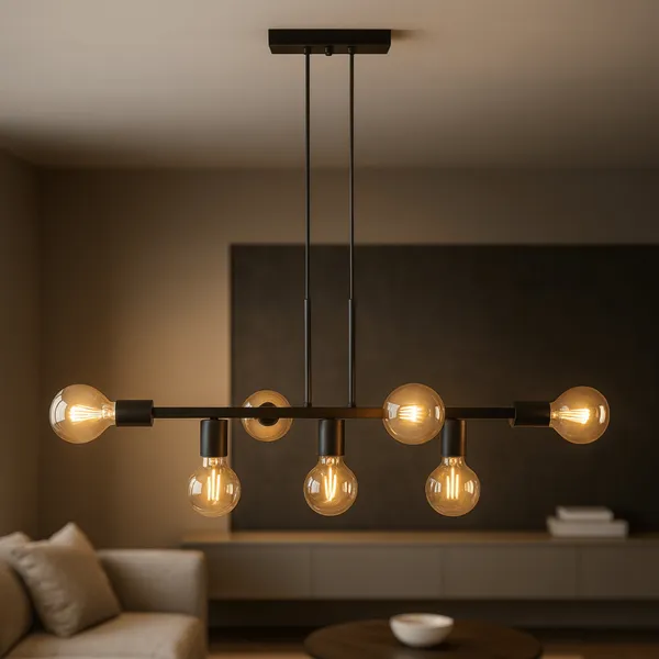 Luminária de teto Pendente Rubis para 7 Lâmpadas 68cm moderno industrial (Estilo Jabuticaba)