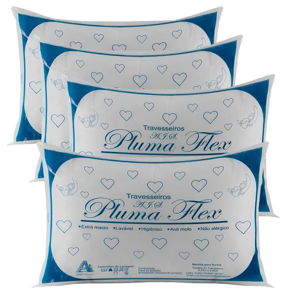 Kit 4 Travesseiros de Manta Macia Travisseiro Luxuoso Grande