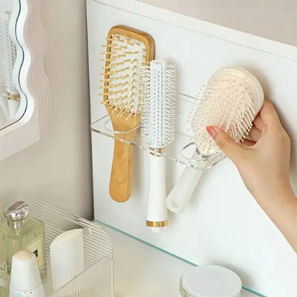 Suporte Escova de Cabelo Acrílico Cristal Utilidades Organizadores Quarto Penteadeira Guarda Roupa
