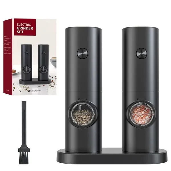 Kit Moedor Elétrico de Sal e Pimenta Premium - Ajustável e Automático A Base de Pilhas