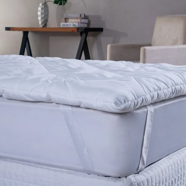 Pillow top solteiro protetor de colchão micropercal 400 fios branco