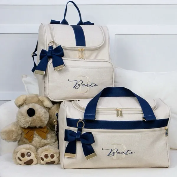 kit de Mala Baú e Mochila Maternidade Personalizada