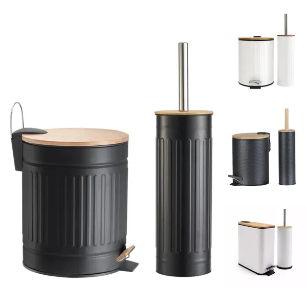 Kit Banheiro Lixeira 3L ou 5L Com Pedal Com Cesto Escova Sanitária Lavabo Vintage