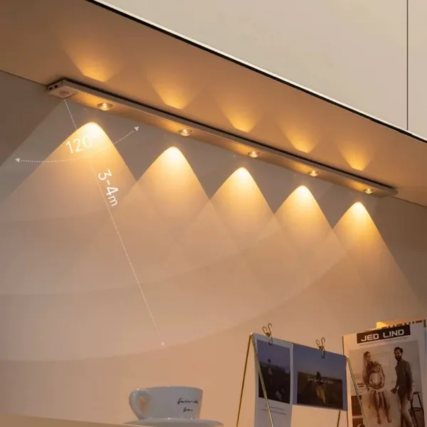 Luzes De Armário LED Ultra-Finas Sem Fio Magnéticas Multi-Funcionais Ajustáveis De 3 Cores Sensor Lâmpada-F9
