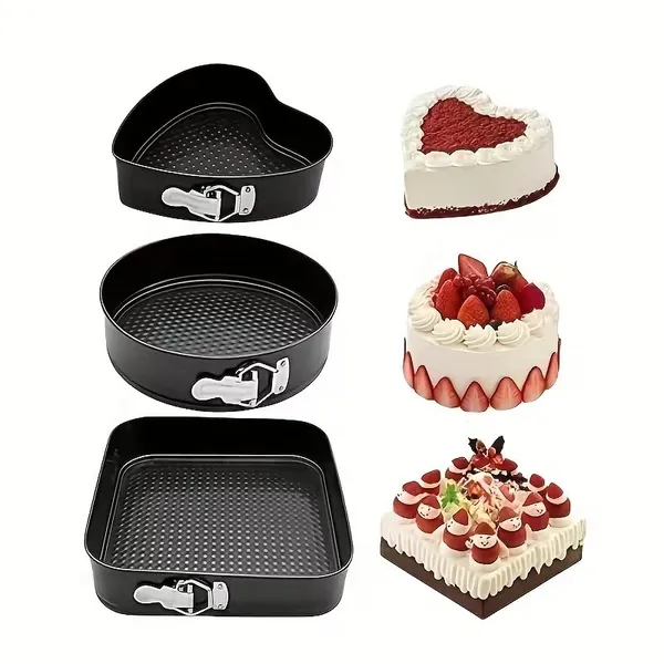 Kit 3 Formas com Fundo Removível Antiaderente com Fundo Removível para torta Bolo