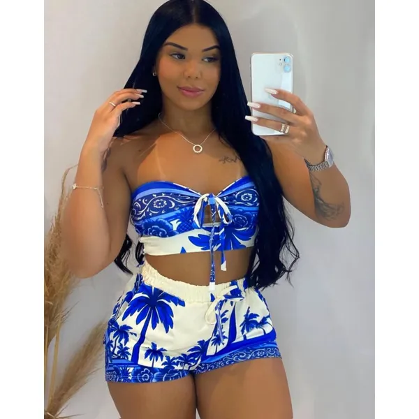 LANÇAMENTO CONJUNTO CROPED E SHORT ESTAMPA COQUEIRO INSP P M G 2 FORMAS DE USO