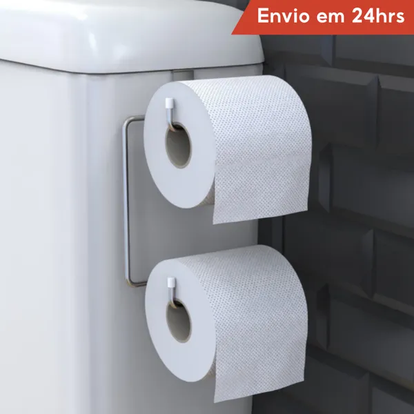 Suporte Papel Higiênico Duplo Para Caixa Acoplada Cromado