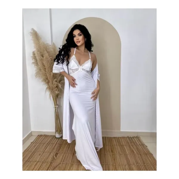 Camisola Longa Feminina Rendada Microfibra Sensual Renda Sem Bojo