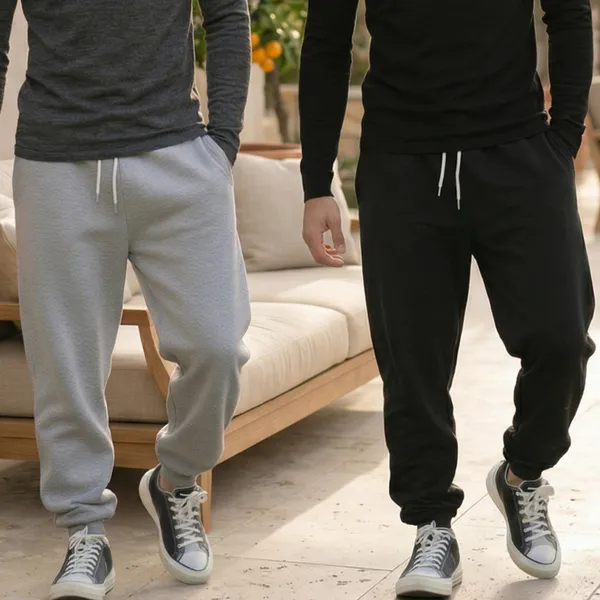 KIT 2 Calça Moletom Peluciada Masculina Inverno Quente Confortável com Bolso e Cordão Ajustável