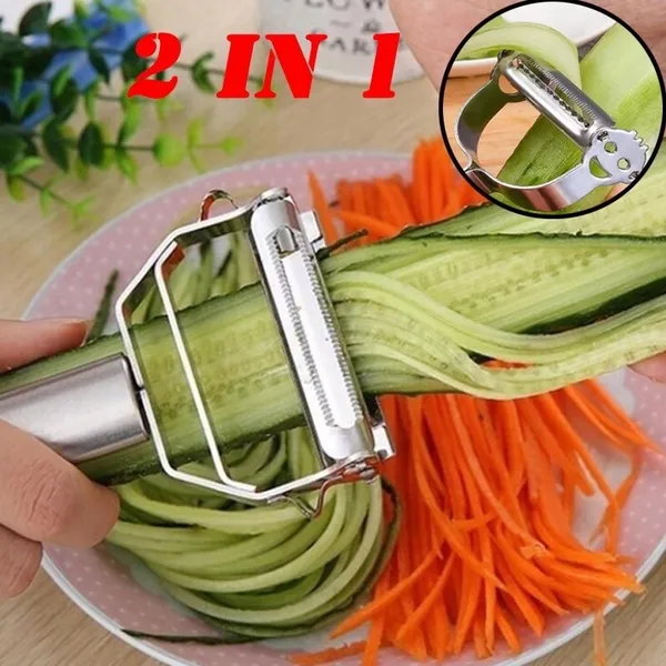 Descascador INOX Legumes Frutas Dupla ​Lâmina Móvel 2 Em 1