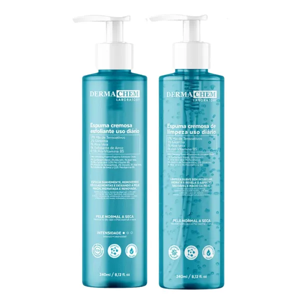 Sabonete e Esfoliante Facial Espuma Cremosa com Aloe Vera Pró-Vitamina B5 240ml Dermachem