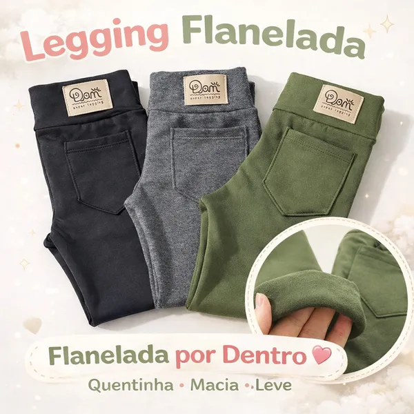 Calça Legging flanelada infantil lisa roupa menina suplex macio quentinho peluciada escolar dia frio