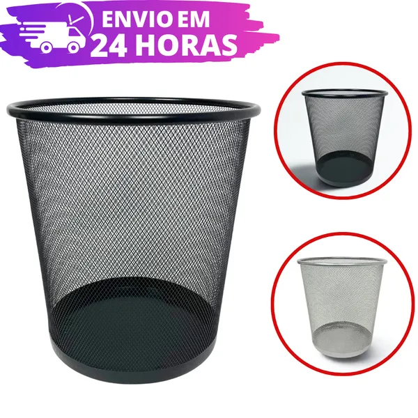Lixeira Metal Aramado Cesto Lixo Escritório Reforçado 10 L