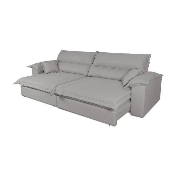 Sofá Retrátil Reclinável 2,30m Nivus Cinza c/ Molas Ensacadas - King House