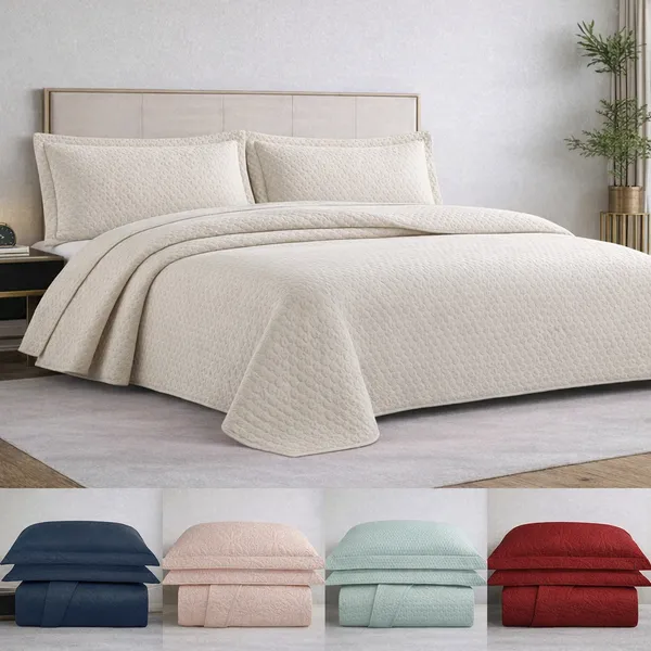 Cobre Leito Casal Kit 3 Peças Colcha Dupla Face Realce Premium Solteiro Casal Queen King Toque Macio