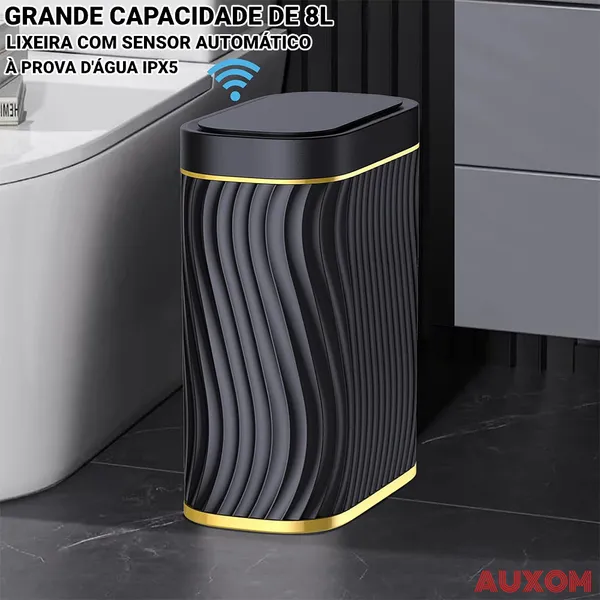 8 Litros Lixeira Com Sensor Automática Operada Por Bateria Preto