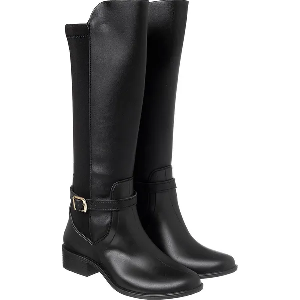 Bota Feminina Montaria Lolita  Bee Happy Kids Cano Alto Com Fivela Impermeável - Preto