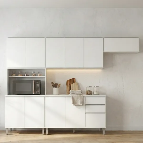 Cozinha Compacta Paneleiro Nina 4 Modulos Branco