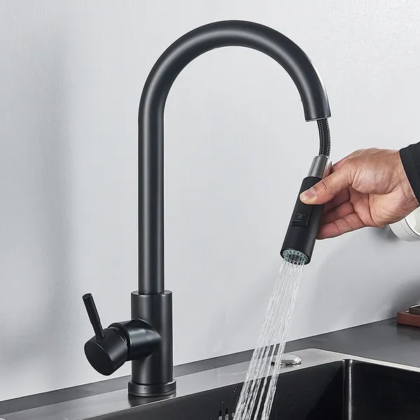 Torneira Cozinha Gourmet Inox,Para Bancada com Mangueira Flexível e Bico Dupla Função