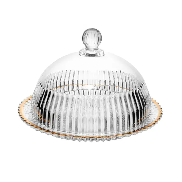 Queijeira Wolff Imperatriz Cristal Fio de Ouro 20cm Para Servir com Estilo