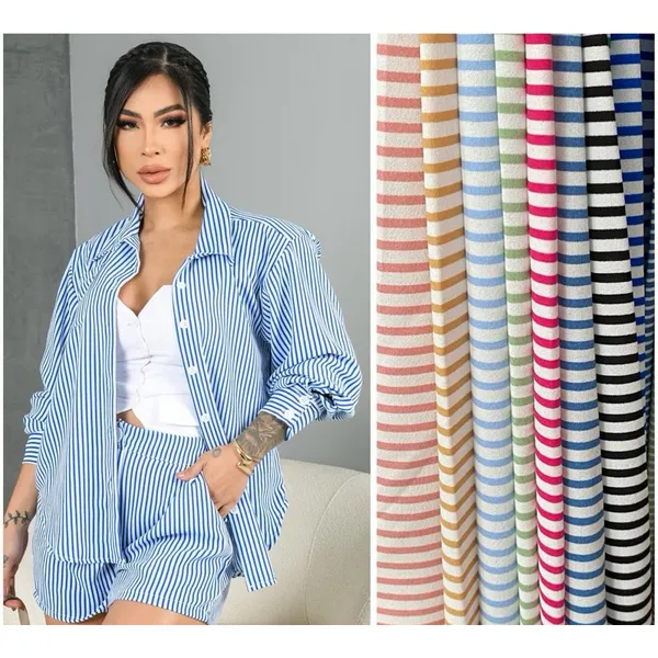 Conjunto Feminino Listrado - Camisa e Shorts Lançamento