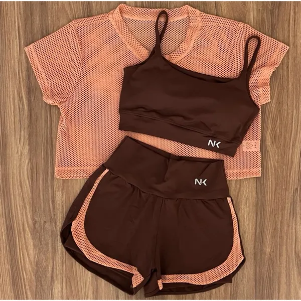 Conjunto ​fitness short duplo 3 pecas