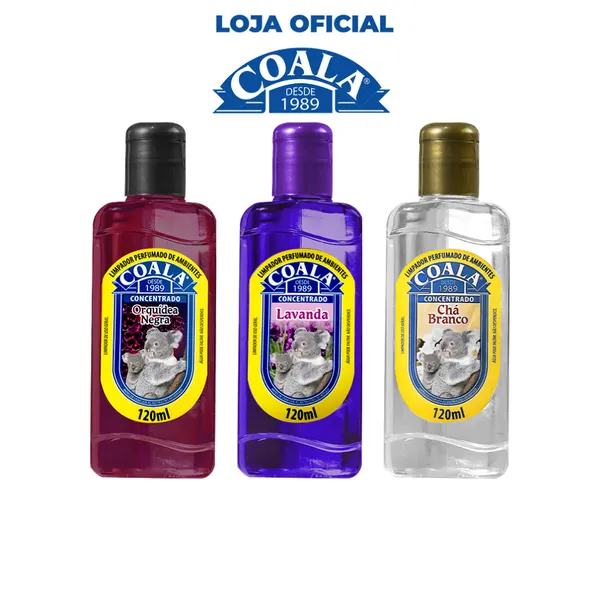 Coala Combo Limpadores 120 ml Orquídea Negra, Lavanda, Chá Branco