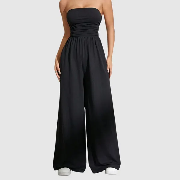 Macacão Longo Pantalona Luxo Soltinho Com Tomara Que Caia Franzido Lançamento
