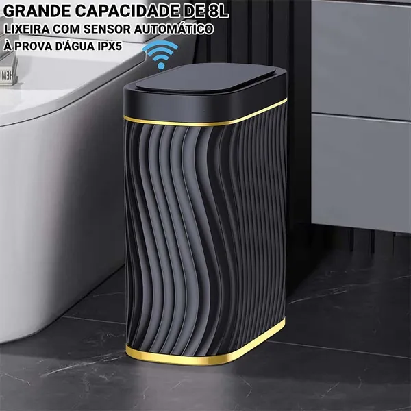 Lixeira Inteligente De Banheiro Estreito Cestos De Cozinha Com  Sensor Automático Cesto，Saco De Lixo